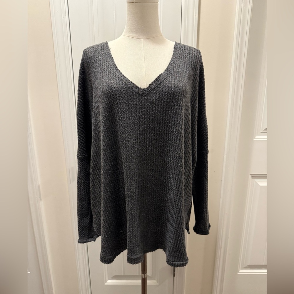 Out From Under Charcoal Waffle Knit Pullover Sweater